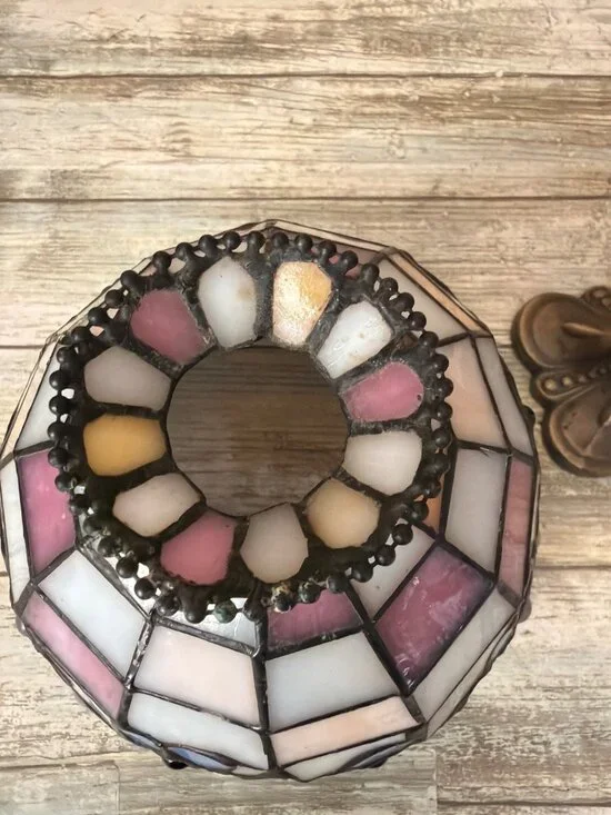 Vintage PartyLite Hydrangea Tiffany-Style Stained Glass Tealight Candleholder - Picture 5 of 16